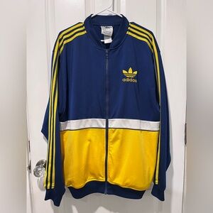 Adidas Trefoil Track Top Full Zip Retro Striped  Vintage yellow/Blue Size L/XL